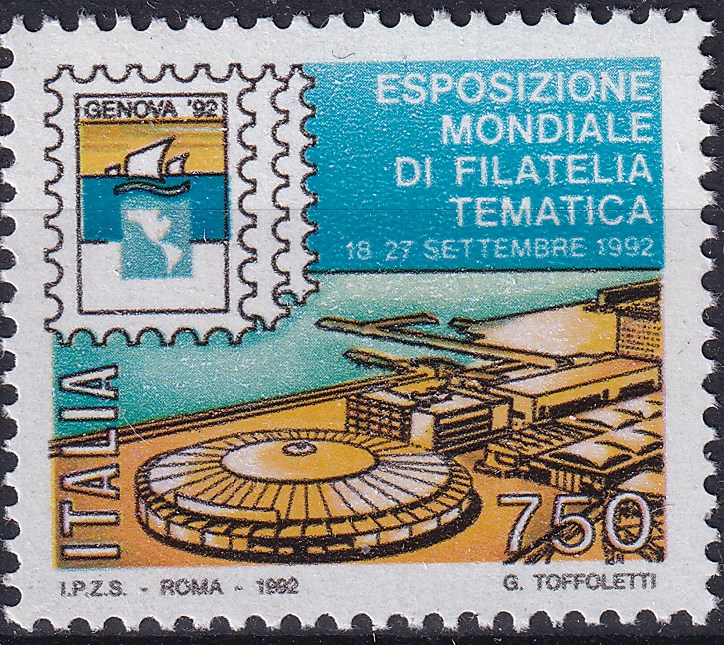 Francobolli Italia 1992 Expo Mondiale Di Filatelia Tematica Genova 92