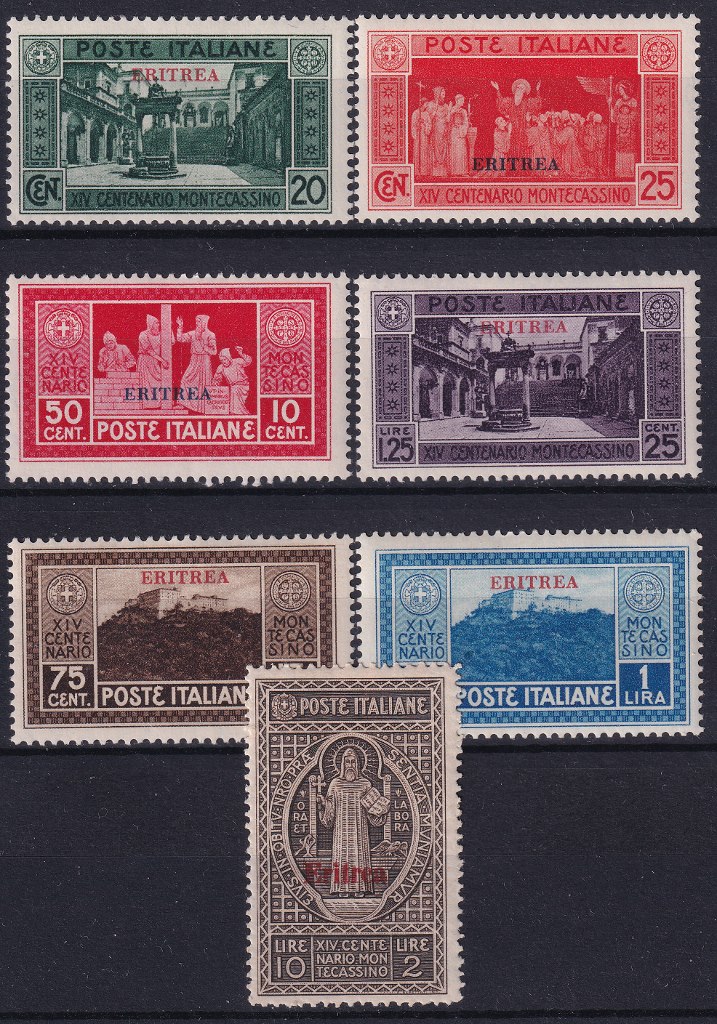 Francobolli Colonie Italiane 1934 - ERITREA - MONTECASSINO ...