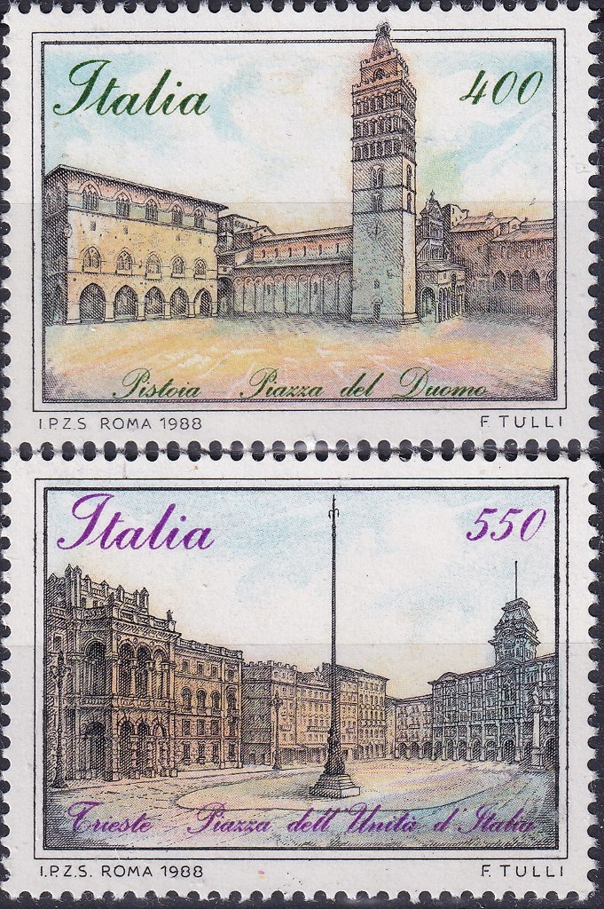 Francobolli Italia 1988 - Le Piazze d'Italia 2° emisssione 2 val.