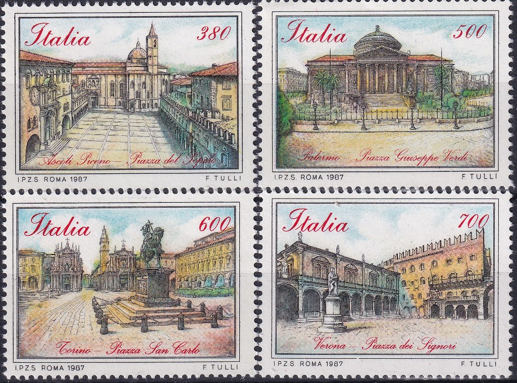 Francobolli Italia 1987 - Piazze D'Italia 1° Emissione 4 Val.